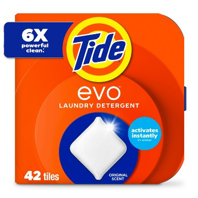 Tide EVO Original Laundry Detergent Tablets - 42ct: Box, Odor Control, Cold Water Detergent, Dye-Free | Target