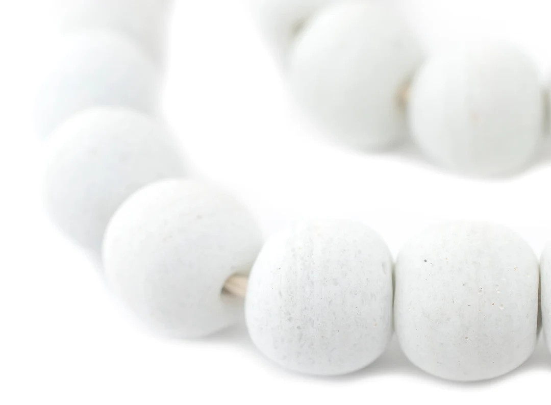 26 Jumbo Opaque White Recycled Glass Beads 23mm: Coffee Table - Etsy | Etsy (US)