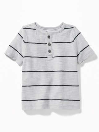 Old Navy Baby Striped Slub-Knit Henley For Toddler Boys Cloud Cover Size 12-18 M | Old Navy US