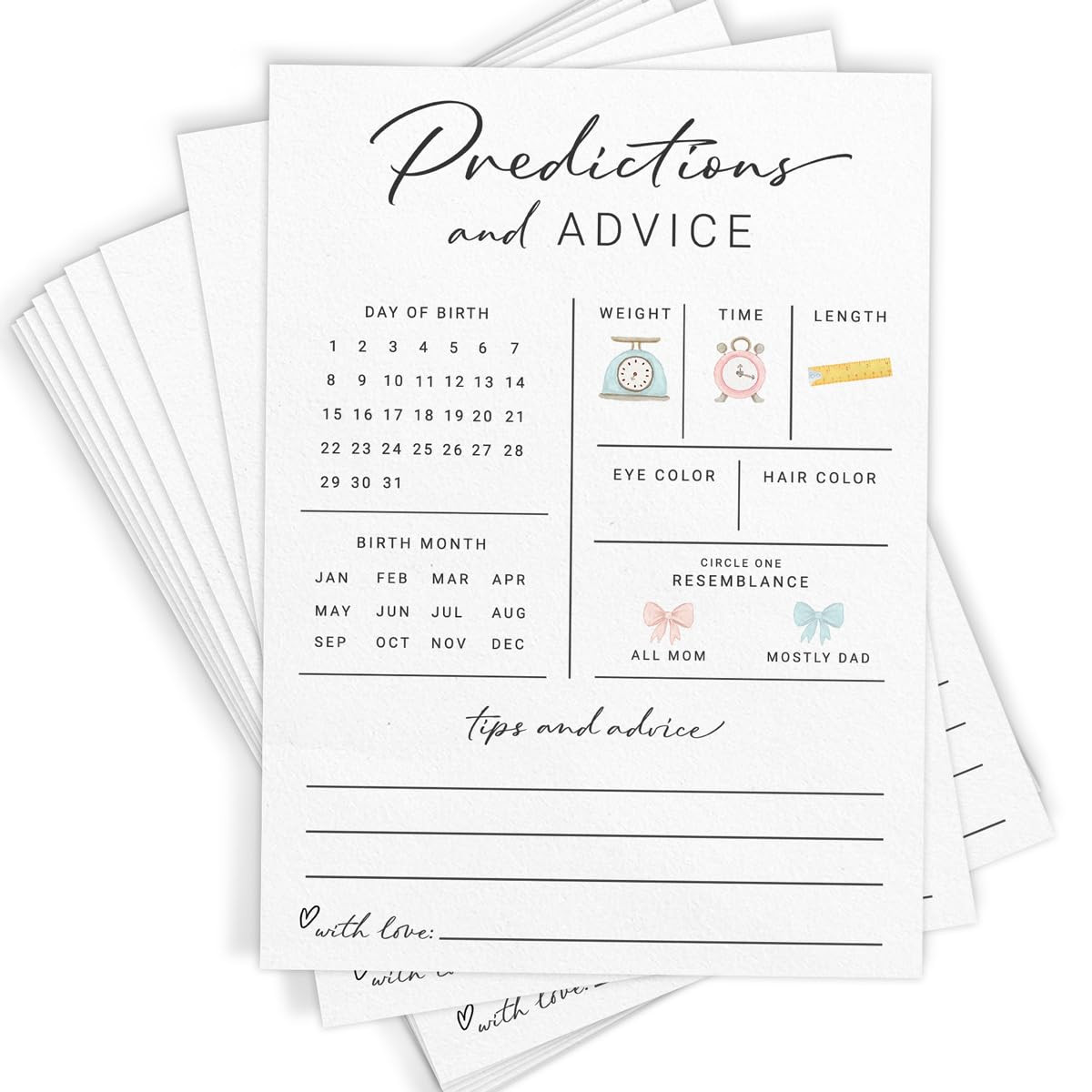 Printed Party Predicciones de bebé y tarjetas de consejos para nuevos padres: juego de baby show... | Amazon (US)