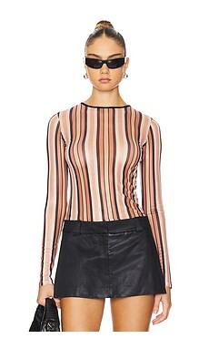 Miaou Long Sleeve Tee in Salmon Stripe from Revolve.com | Revolve Clothing (Global)