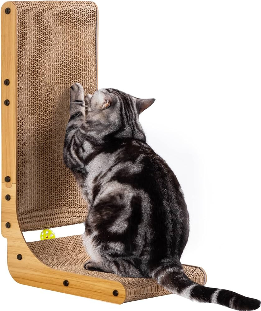 Poils bebe L Shape Cat Scratcher, 26.8 Inch Cat Scratchers for Indoor Cats, Protecting Furniture ... | Amazon (US)