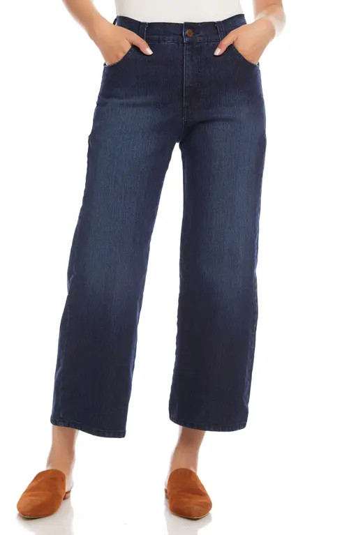 Karen Kane High Waist Crop Wide Leg Jeans in Denim at Nordstrom, Size 6 | Nordstrom