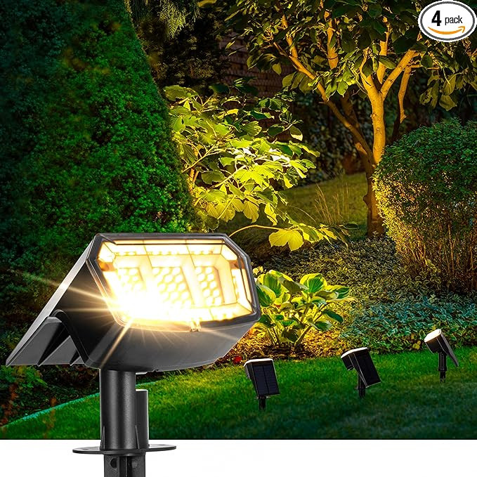 Solar spotlights Outdoor 63 LED 3 Lighting Modes, IP65 Waterproof Lighten Yard Garden House Garag... | Amazon (US)
