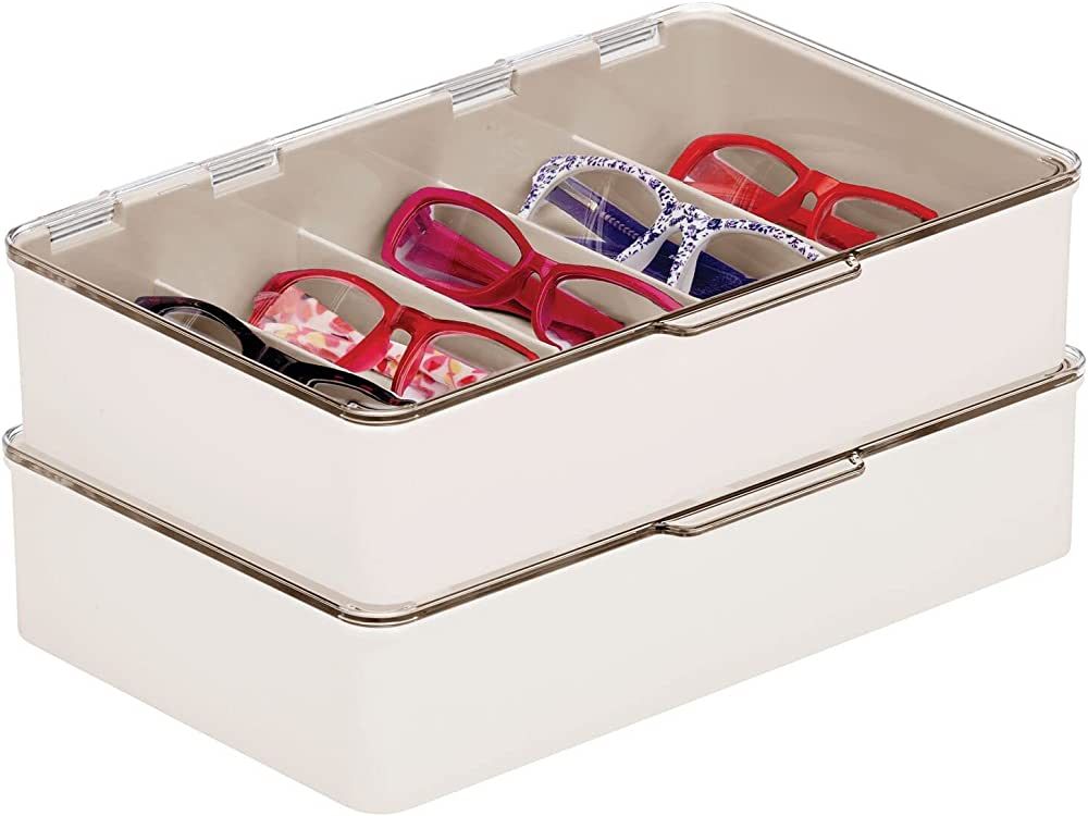 mDesign Plastic Stackable Eyeglass Case Storage Organizer, Hinged Lid for Unisex Sunglasses, Read... | Amazon (US)