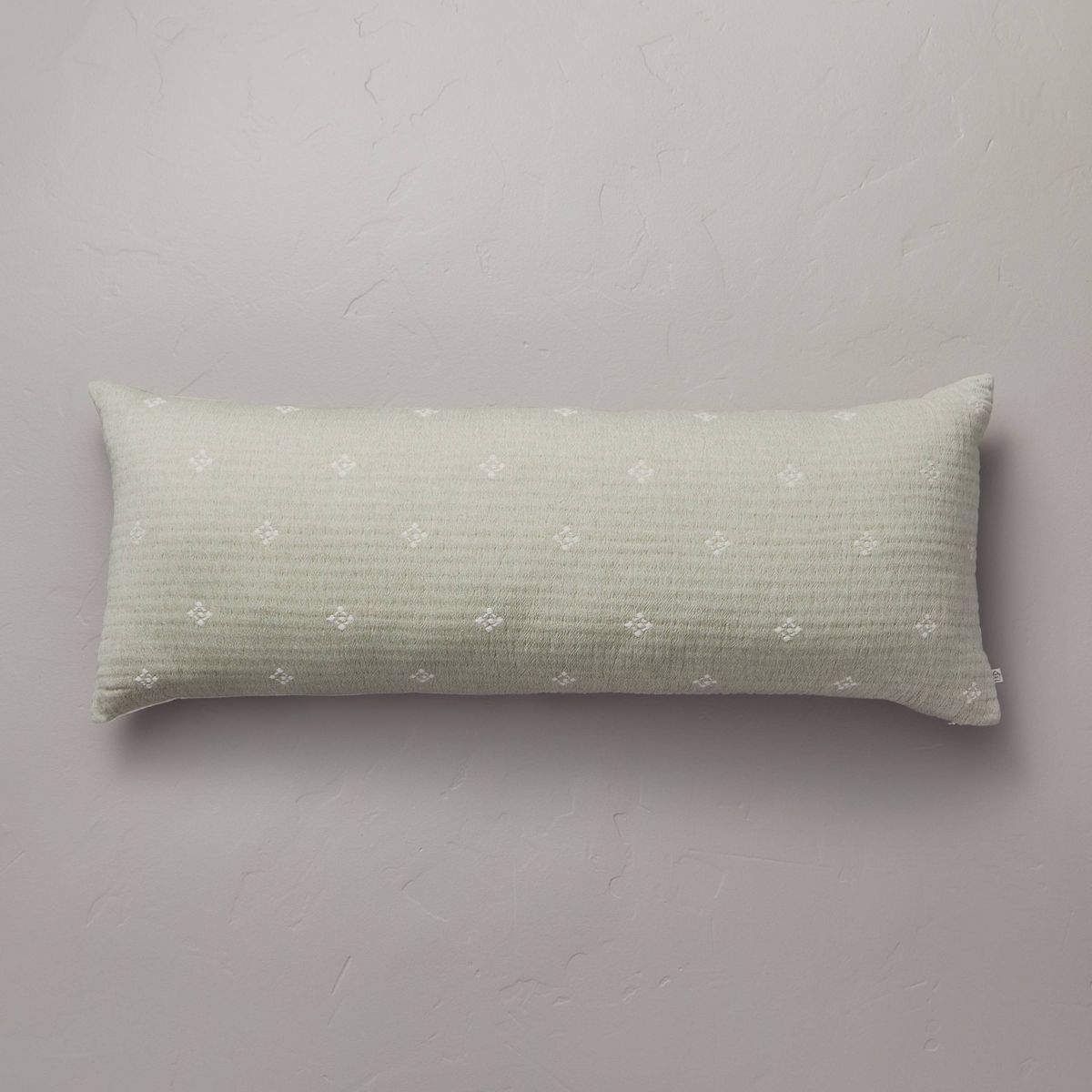 14"x36" Diamond Jacquard Lumbar Bed Pillow Sage Green - Hearth & Hand™ with Magnolia | Target