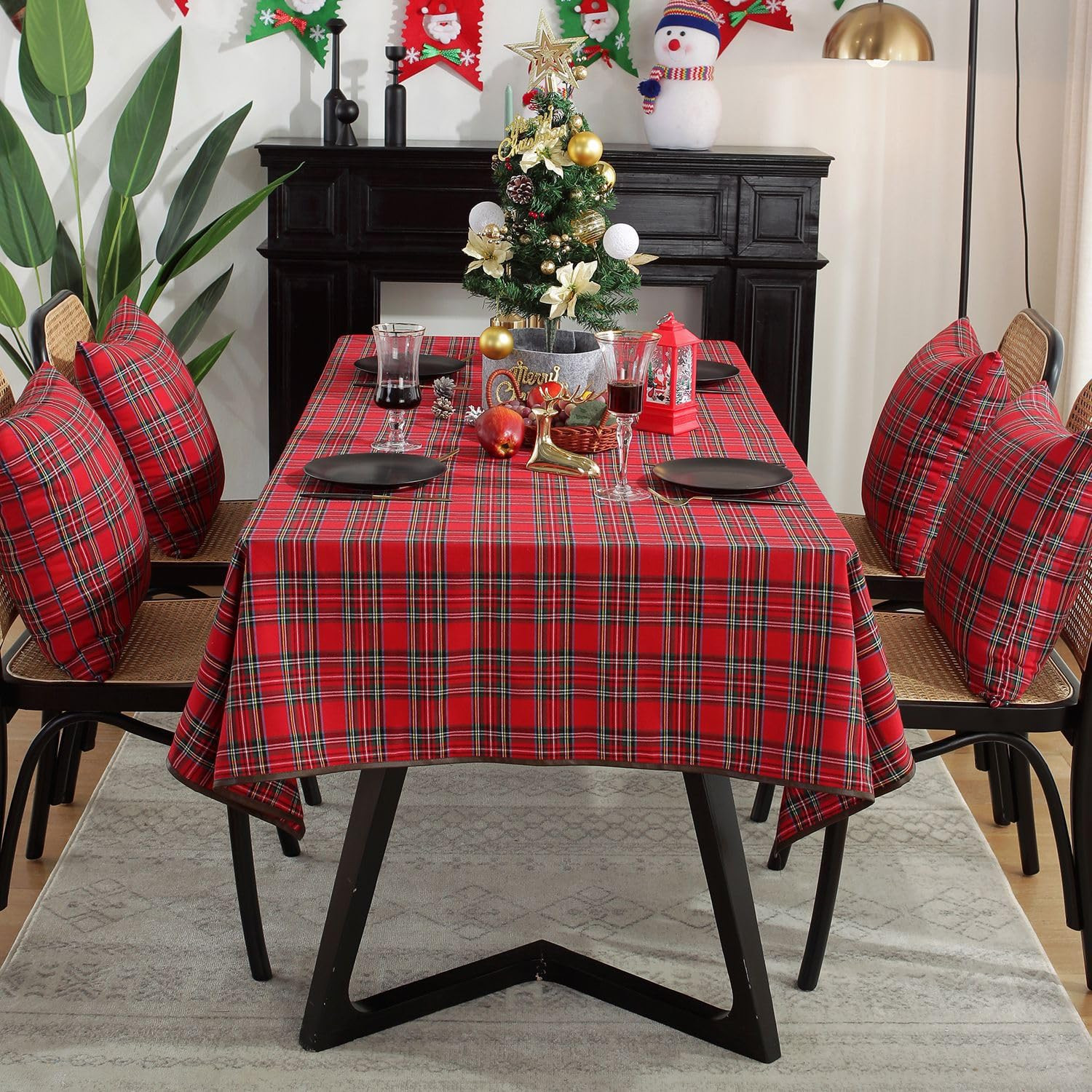 Christmas Tablecloth Table Cloths Plaid Checkered Xmas Winter Holiday Dining Table Decoration (Re... | Amazon (US)