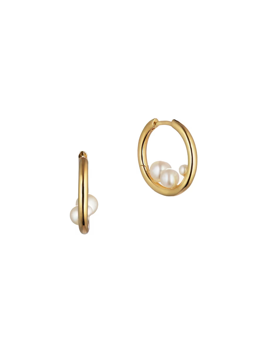 Otiumberg 14K-Yellow-Gold Vermeil &amp; Freshwater Pearl Hoop Earrings | Saks Fifth Avenue | Saks Fifth Avenue