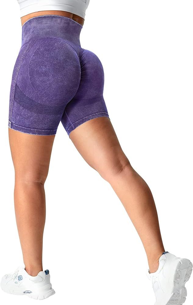 YEOREO Women High Waist Workout Yoga Gym Smile Contour Seamless Cycling Shorts | Amazon (US)