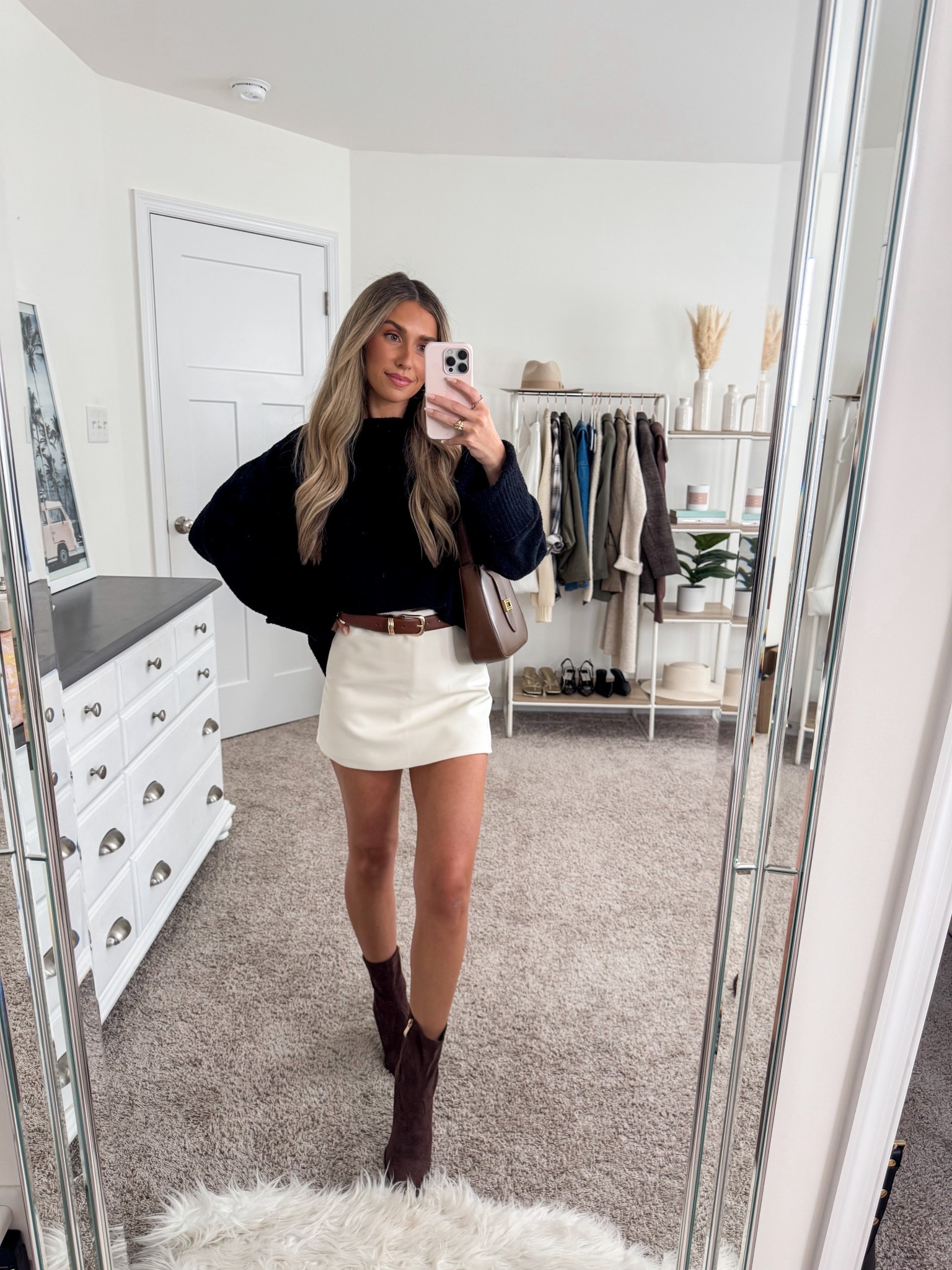 Neutral fall outfit 
+ amazon sweater: small
+ white skort: 0 
+ brown suede boots: true to size 

Fall outfit Business casual
Amazon fashion 
Simple outfit 
Ankle boots 


#LTKFindsUnder50 #LTKSeasonal #LTKFindsUnder100