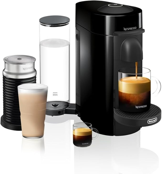 Nespresso VertuoPlus Coffee and Espresso Machine by De'Longhi with Milk Frother, Ink Black | Amazon (US)