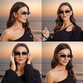 VIVIENFANG Premium Rimless Oversized Aviator Sunglasses for Women, Polarized PC Lens UV Protectio... | Amazon (US)