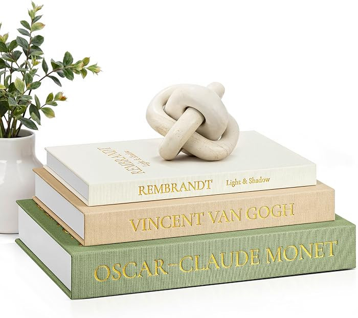 JARLINK Aesthetic Decorative Books, Set of 3 Linen Faux Books for Coffee Table, Bookshelf or Mant... | Amazon (US)