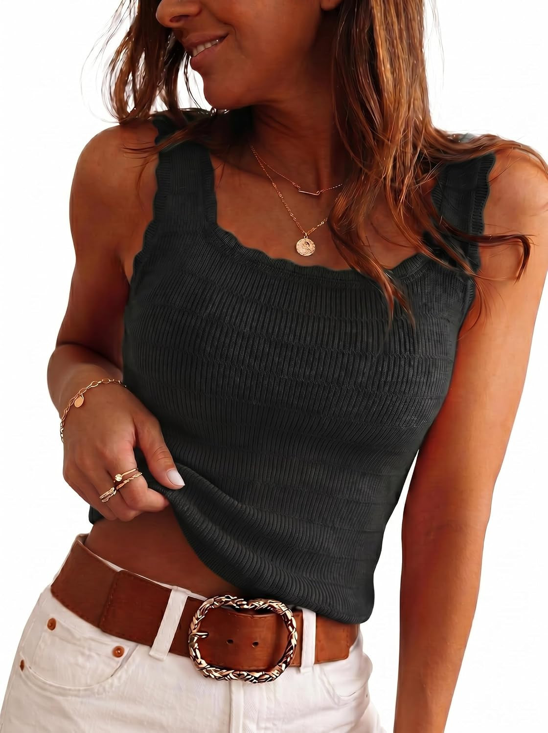 Arach&Cloz Women's Wool Blend Slim Fit Fall Business Casual Sweater Tank | Amazon (US)