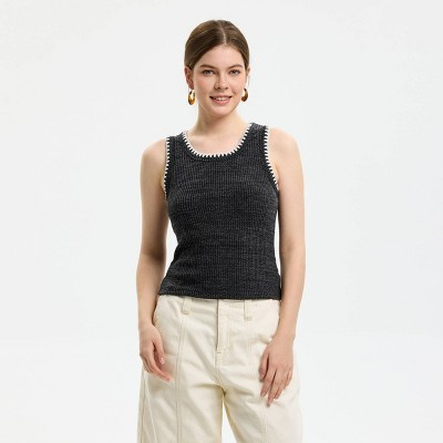 Women's Whipstitch Detail Tank Top - Universal Thread™ Black XS | Target