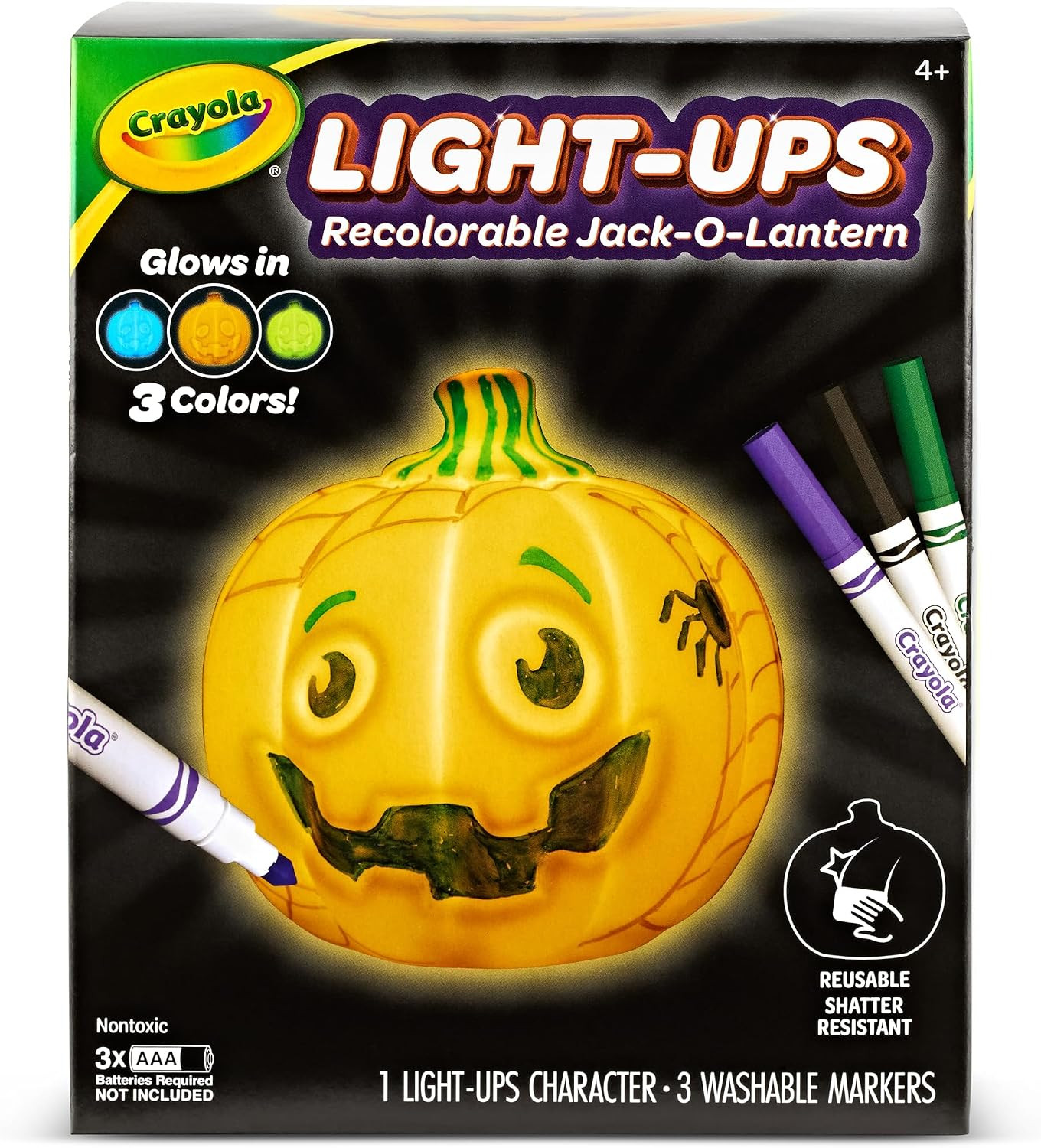 Crayola Light-Ups - Jack-O-Lantern, Reusable Light Up Pumpkin Toy, Halloween Craft, Cute Glow in The Dark Decor & Night Light, Halloween Toy, Ages 4, 5, 6 | Amazon (US)