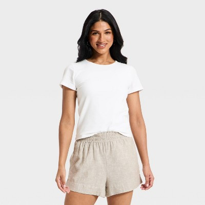Women's Short Sleeve Sculpt T-Shirt - A New Day™ White M | Target