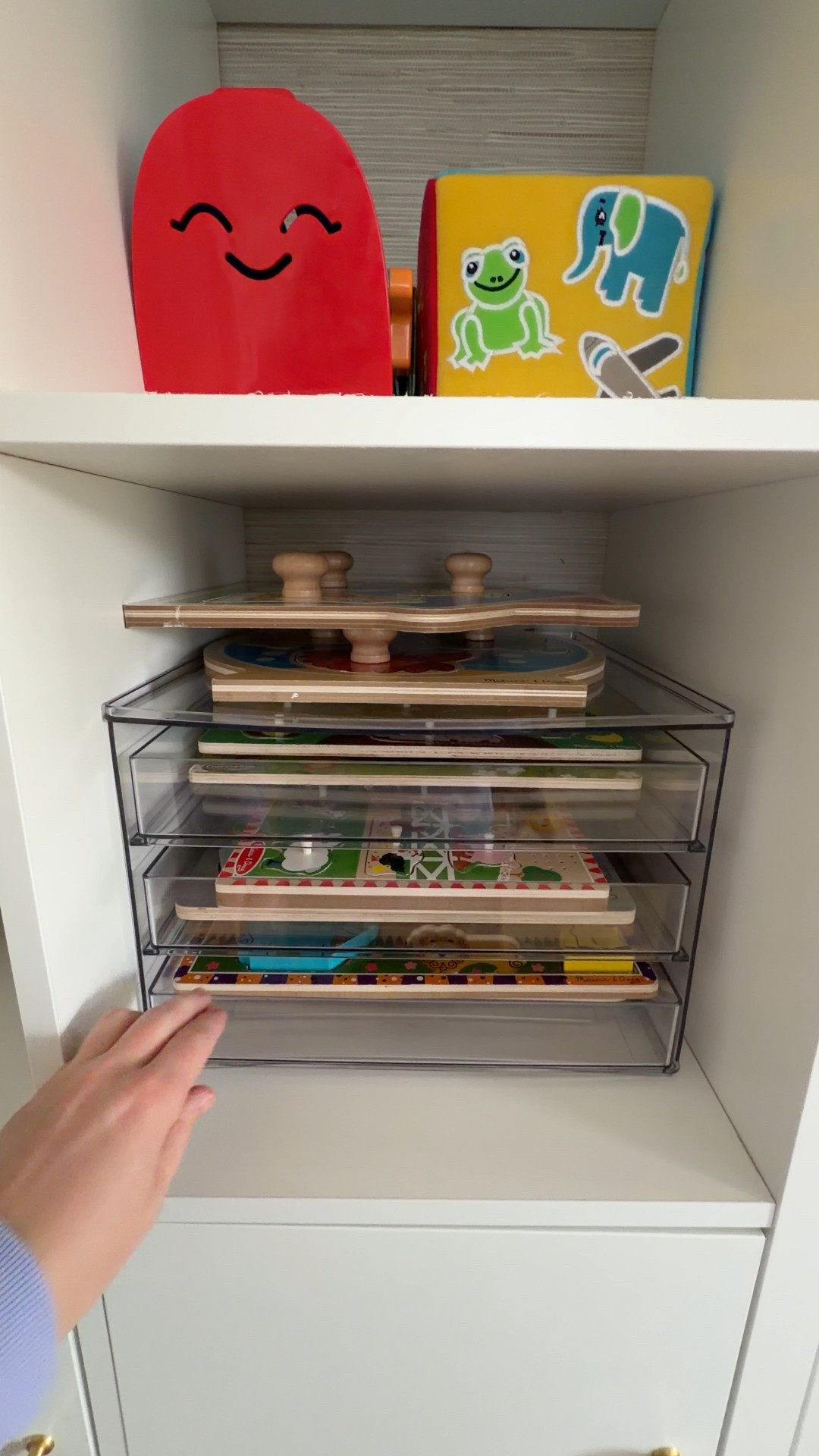 I love using this clear storage drawer organizer to keep the girls puzzles organized and easy to access in their playroom!  Each drawer fits about 2 peg or chunky style puzzles! 

Kids toy organization, kids room organization, toy storage, kids room storage, puzzle storage, playroom storage, playroom organization 

#LTKHome #LTKmomlife #LTKKids