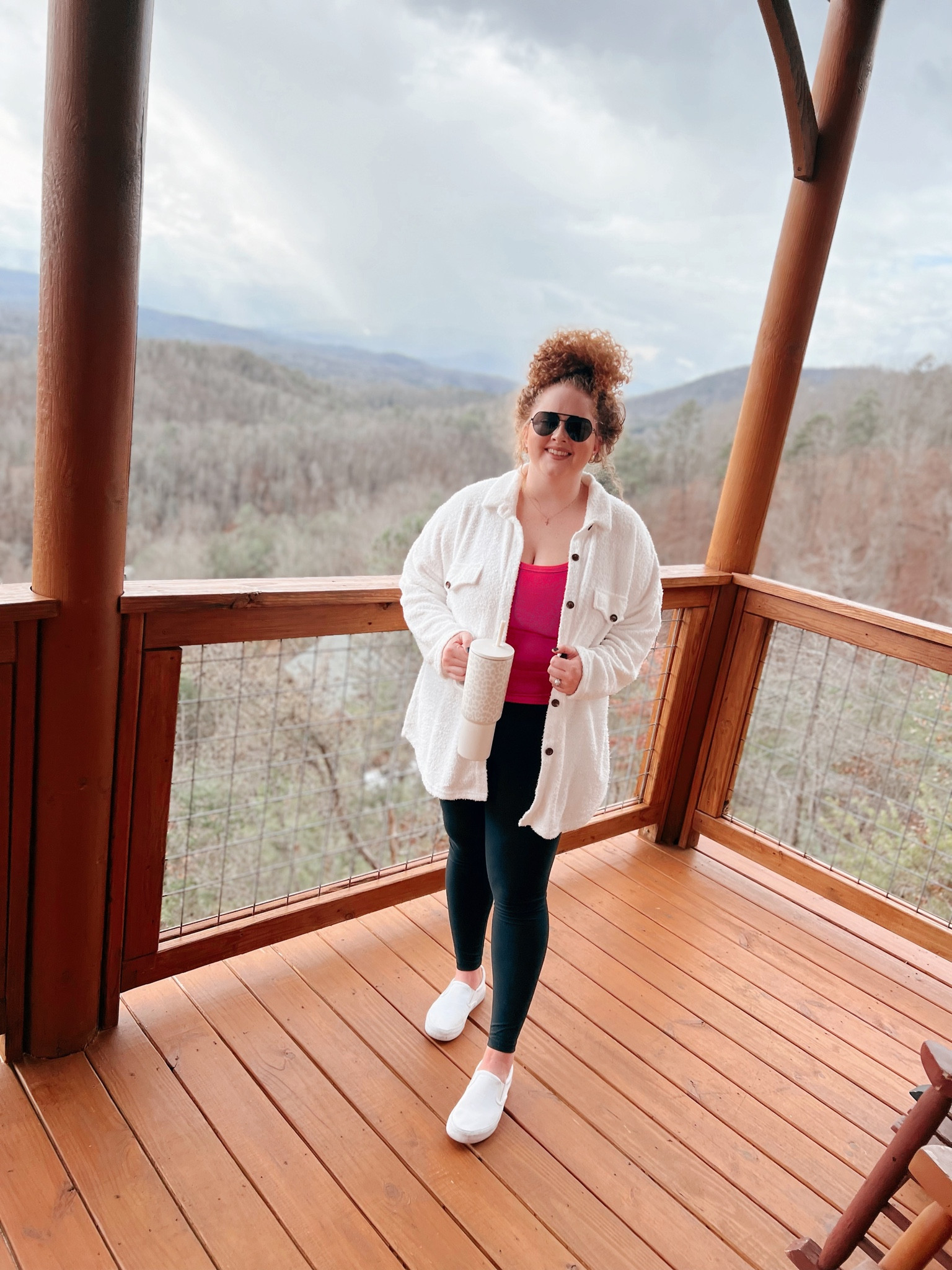 This shacket is so cozy 🙌🏻💕 shacket | ribbed tank top | amazon fashion | amazon finds | Lululemon dupe leggings | vans | white vans | aviators 

#LTKSeasonal #LTKFind #LTKcurves