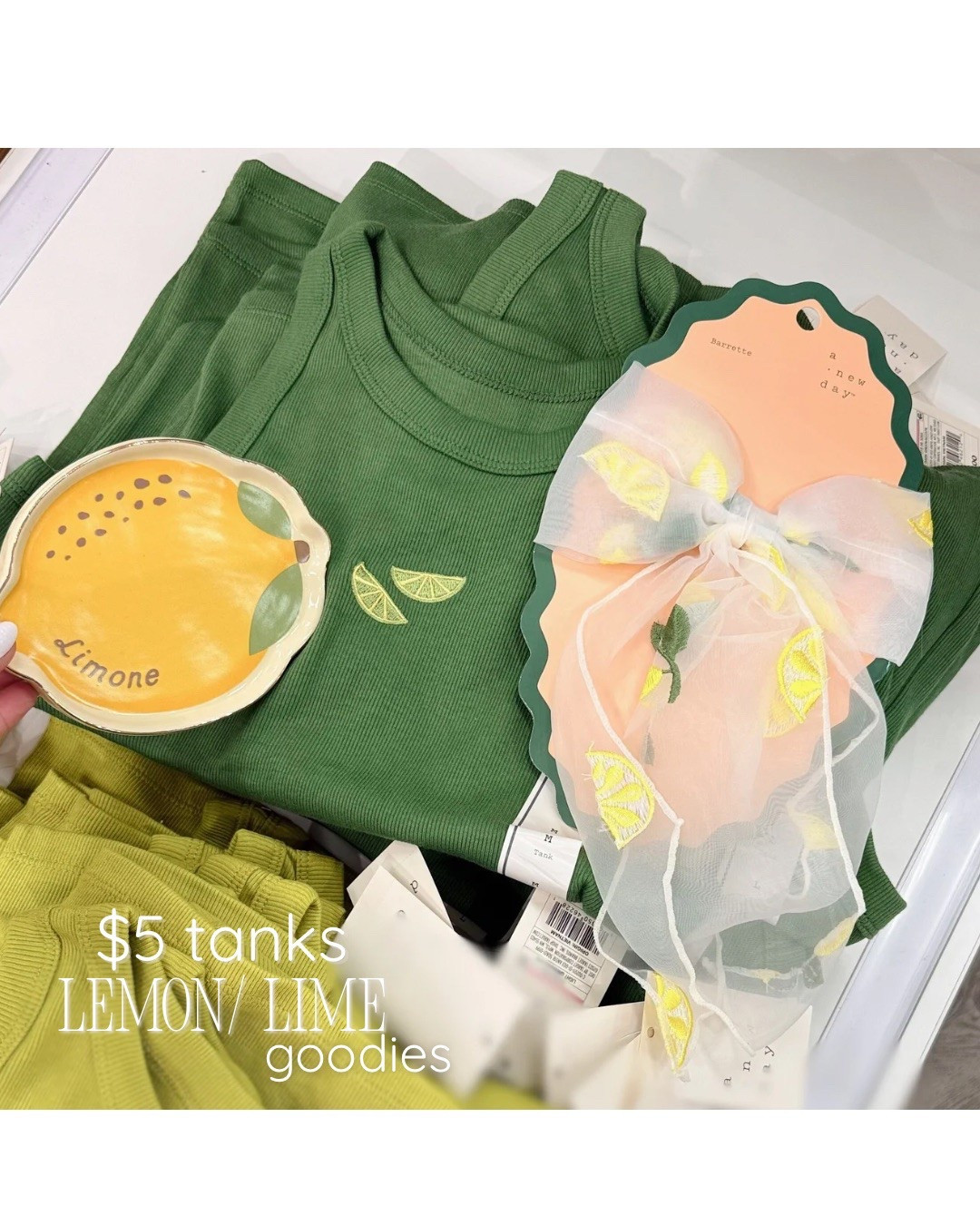 Are you kidding me with the lemon & lime cuties?! $5 tanks & this cute lemon dish & bow are both ON SALE!! 

#LTKSeasonal #LTKSaleAlert #LTKFindsUnder50