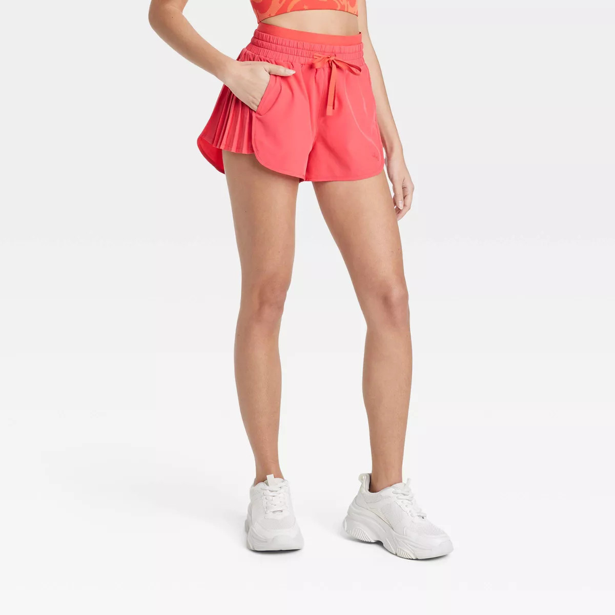 Women's High-Rise Pleated Side Shorts 2.5" - JoyLab™ Red XXL | Target