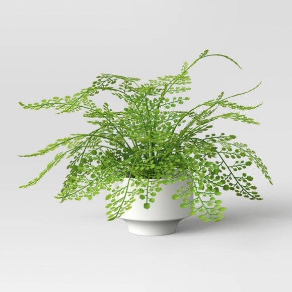 THRESHOLD NWT large fern in modern pot faux hair arrangement | Poshmark