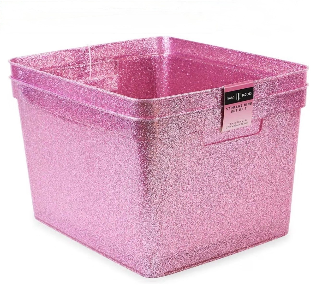 Isaac Jacobs Large Glitter Storage Bin Set 
w/Cut-Out Handles, Plastic Organizer, Multi-Functional, Home Storage Solution, Kids Playroom, Bedroom, Closet ( (2, Pink)

#LTKHome #LTKdayinmylife #LTKKids
