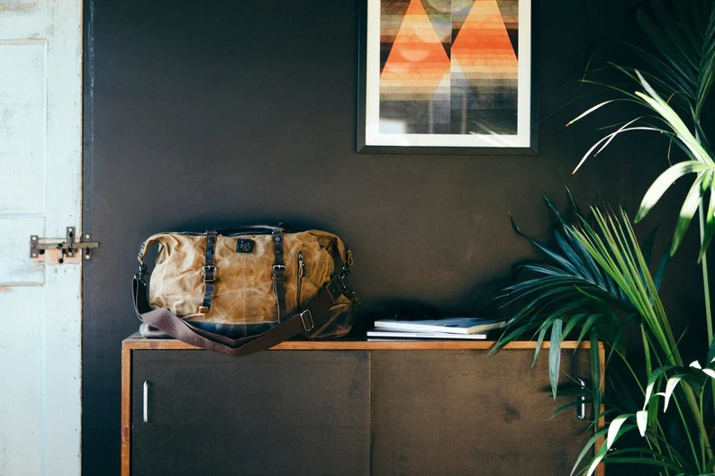 Wax Canvas Duffel Bag | Canvas Holdall | Vintage Bag| Canvas Leather Duffle Bag | Wax Canvas Hold... | Etsy (US)