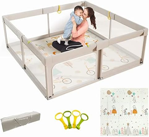 Amazon.com : Mloong Baby Playpen with Mat, 59x59 Inches Extra Large Playpen for Babies and Toddle... | Amazon (US)