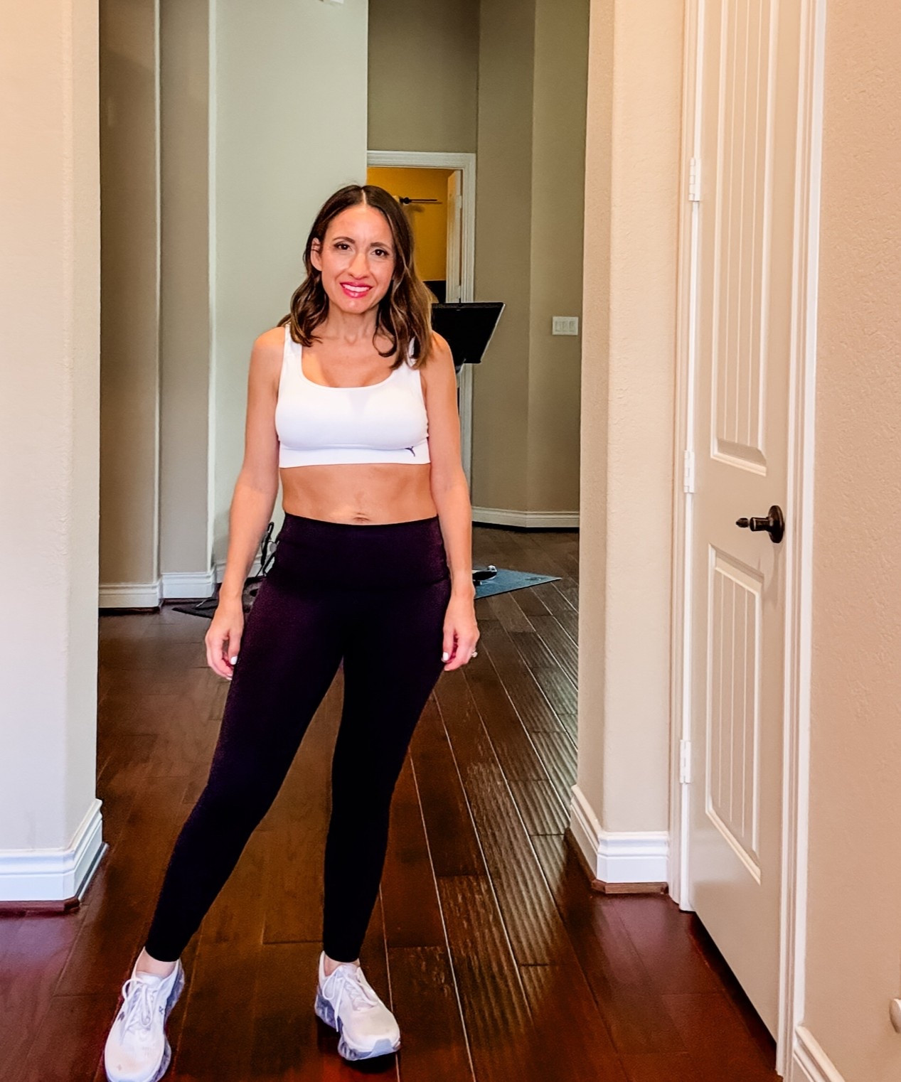 Puma sports bra. Runs true to size. The straps are adjustable, and you can criss cross them. 
Lululemon workout leggings. I love the fit, and where they hit on my waist. Lululemon leggings run small. Go up 1 size. 🤓
On Cloud ☁️ sneakers run true to size. I really like the fit and quality. 
#petite
#workoutstyle

#LTKPetite #LTKActive #LTKfitnessgoals