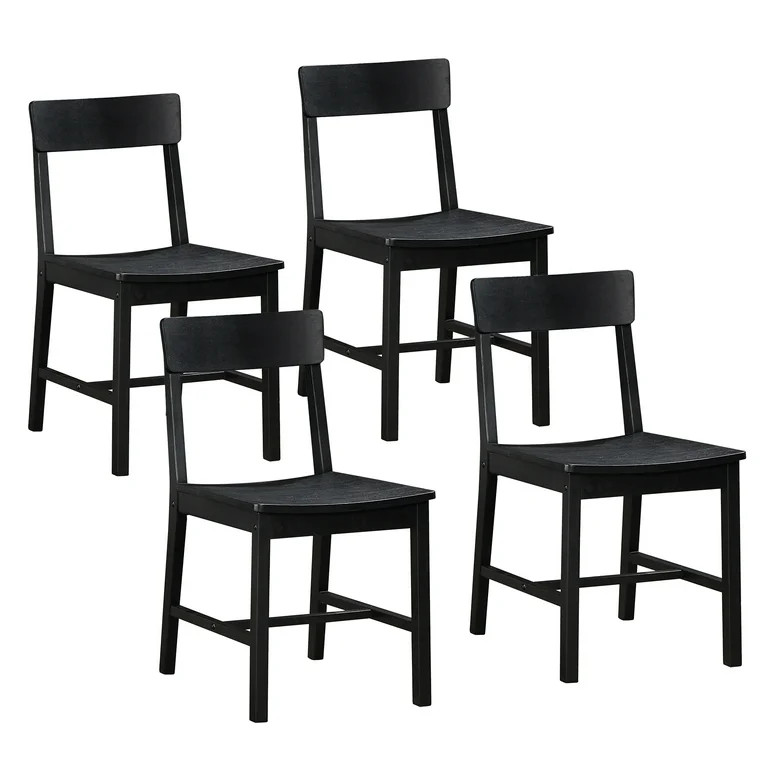 Mainstays Wood Dining Chair 4 Pack, Black Color, Wood Seat Pad, Include 4 Chairs for Indoor | Walmart (US)