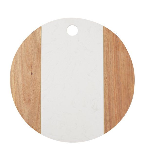 Round Marble and Wood Cutting Board, Cheese Charcuterie Serving Tray for Appetizers, Tapas, Meat,... | Walmart (US)