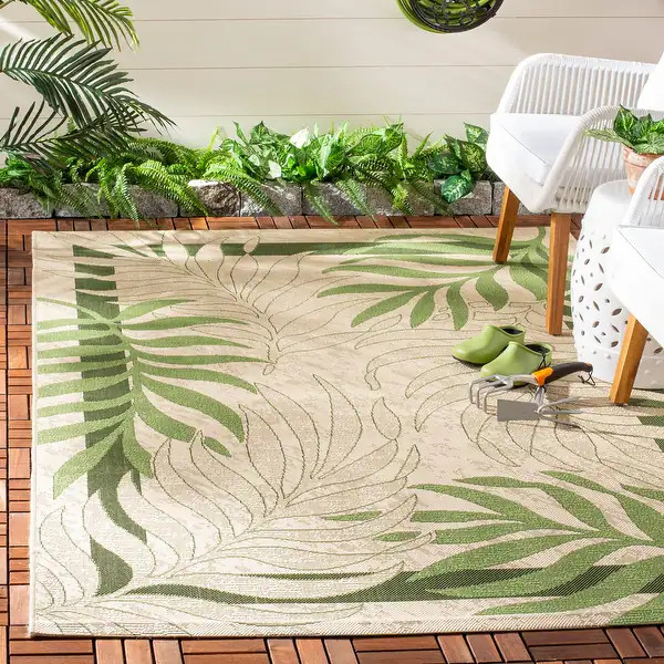 SAFAVIEH Courtyard Rhonda Botanical Indoor/ Outdoor Waterproof Patio Backyard Rug - 5'3" x 7'7" -... | Bed Bath & Beyond