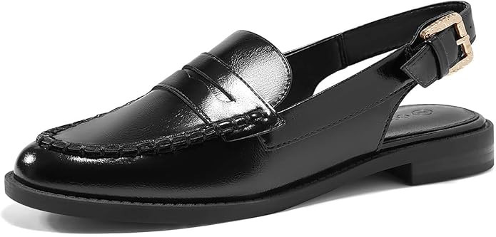 Coutgo Women's Slingback Loafers Comfortable Pointed Toe Chunky Low Heel Adjustable Buckle Strap ... | Amazon (US)