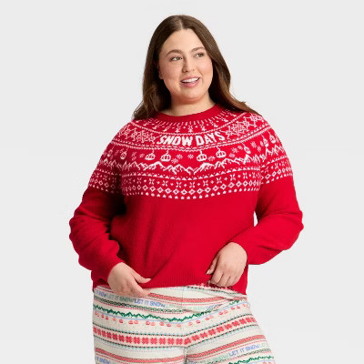 Women's "Snow Days" Fair Isle Holiday Matching Family Sweater - Wondershop™ Red 1X | Target