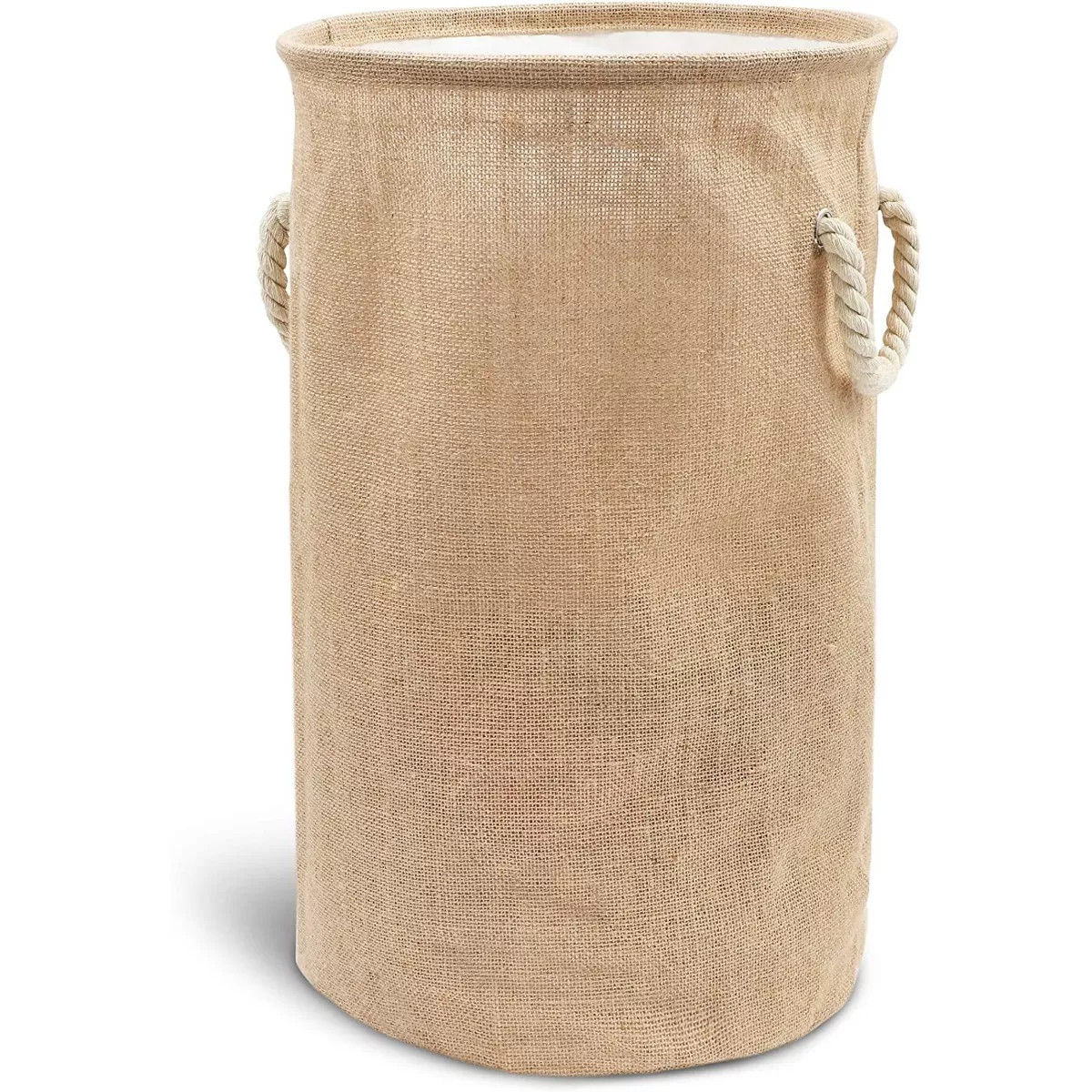 Juvale Large Collapsible Woven Jute Fabric Round Laundry Hamper, Tall Drawstring Blanket Storage ... | Target