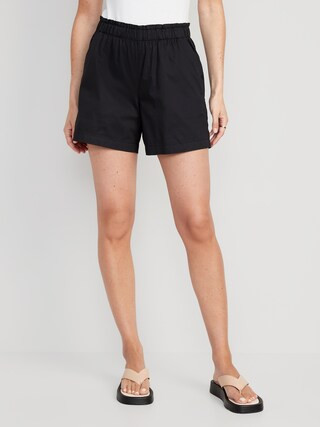 High-Waisted Poplin Pull-On Shorts for Women -- 5-inch inseam | Old Navy (US)