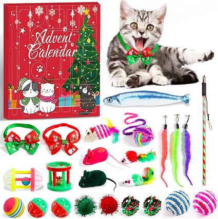 Cat Advent Calendar 2025, 24 Days Cat Toy Countdown Calendar Christmas Toys for Kitten with Catni... | Amazon (US)