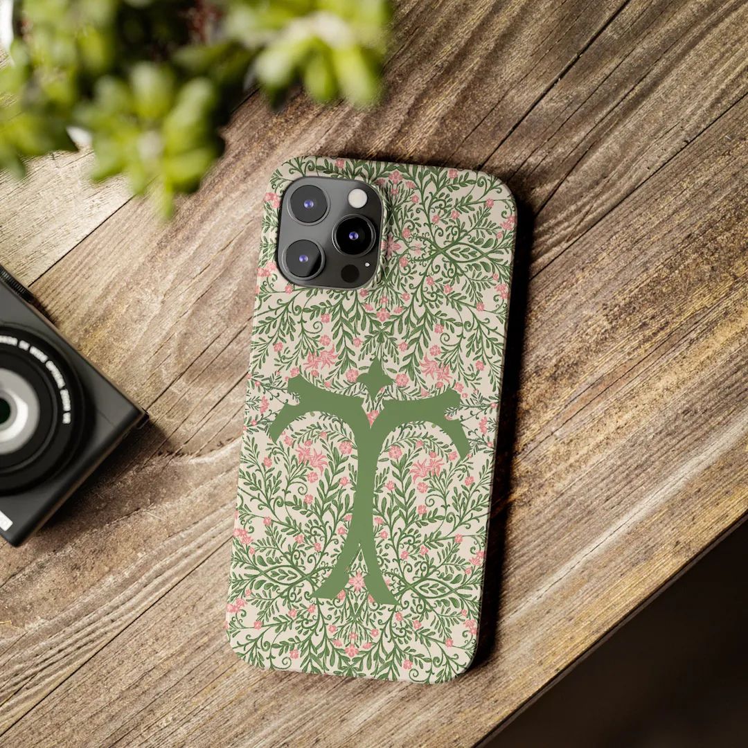 Pink and Green Floral Chinoiserie Monogram Phone Case, Personalized iPhone Case, Custom Monogram ... | Etsy (US)