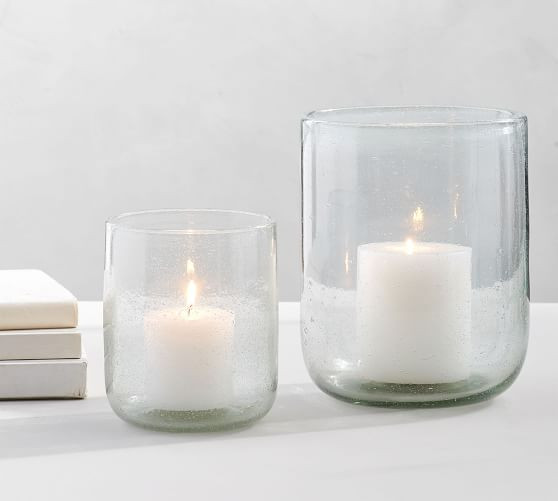 Recycled Bubble Glass Hurricanes - Clear | Pottery Barn (US)