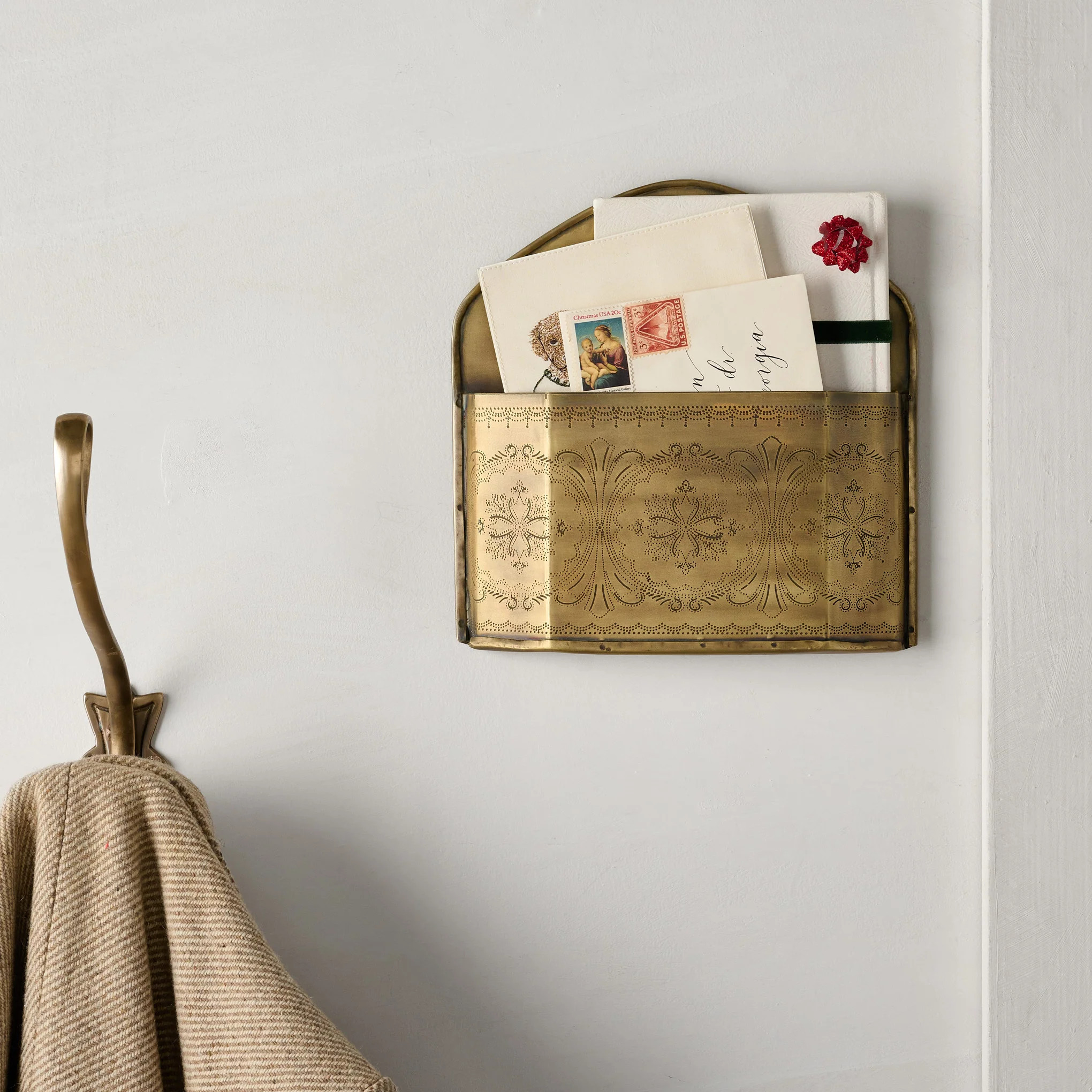 Etched Brass Wall Card Holder | Magnolia