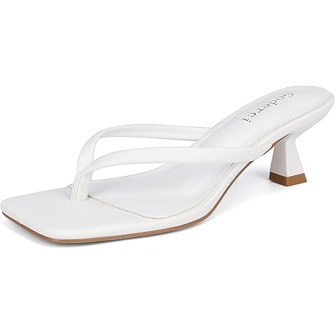 LULLASONG Women's Kitten Heels Sandals Square Open Toe Flip Flop Heels 1.8-2 Inch Heeled Sandals ... | Amazon (US)