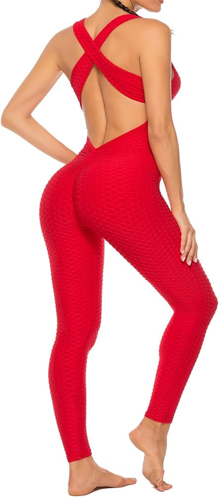SEASUM Women Texture Bodysuit Sleevesless Sport One-Piece Backless Sexy Slimming Bodycon Rompers ... | Amazon (US)