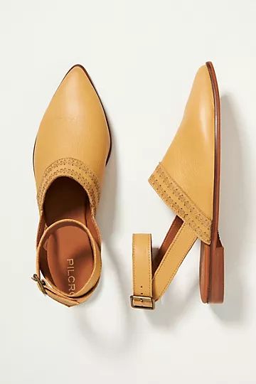 Pilcro Leather Ankle-Strap Flats | Anthropologie (US)