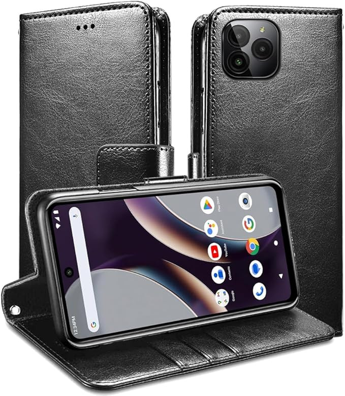 for BLU Bold K10 Flip Case, Black, PU Leather & TPU Silicone, Kickstand, Magnetic Closure, Card H... | Amazon (US)