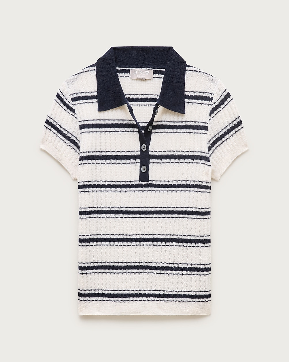 Featherweight cashmere pointelle sweater-polo in stripe | J. Crew US