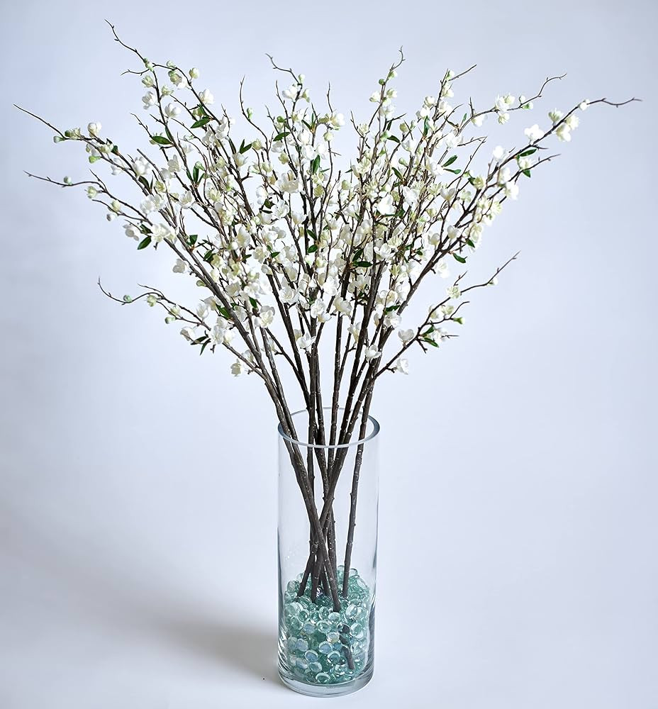 ITH Island2Hill Artificial 36 inches White 4-Piece (Photo is 8 Pieces) Cherry Blossom Flowers – Tall Faux White Flowers Floral Arrangement for Wedding, Home Decor, Floor Vase Filler | Amazon (US)