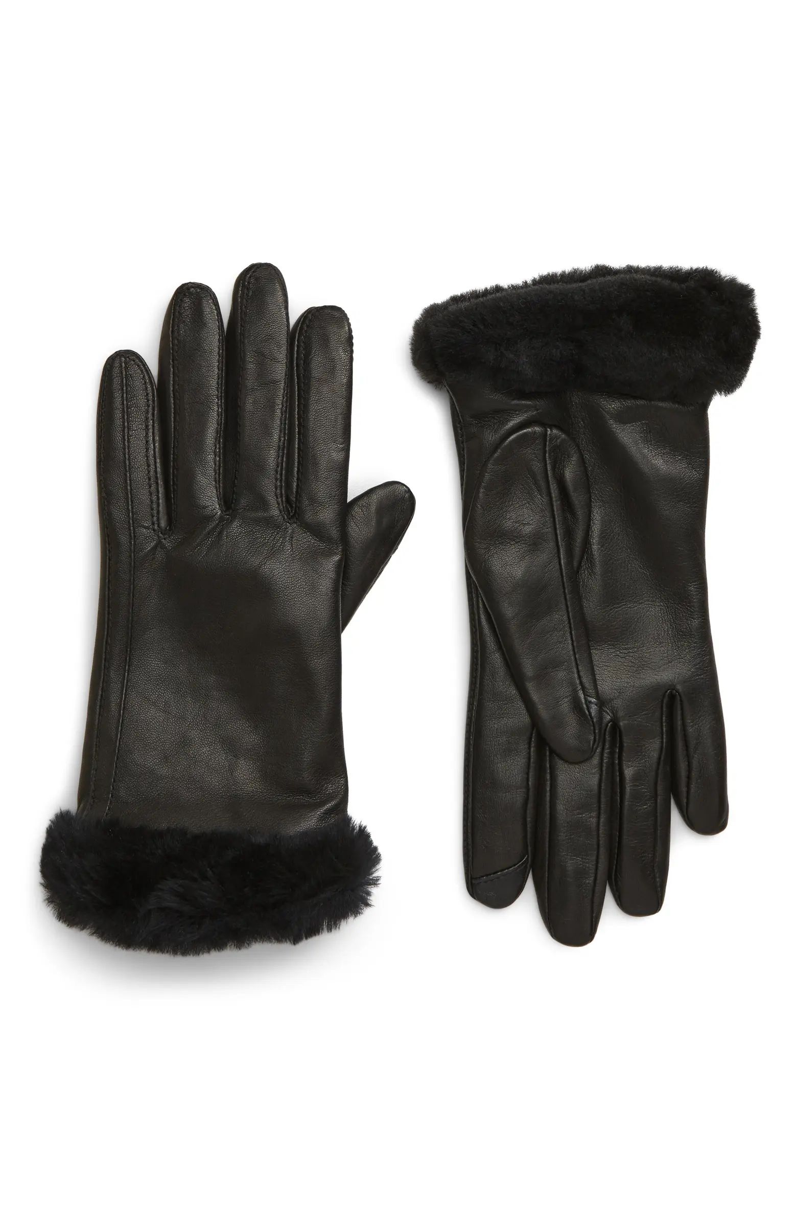 Genuine Shearling Leather Tech Gloves | Nordstrom