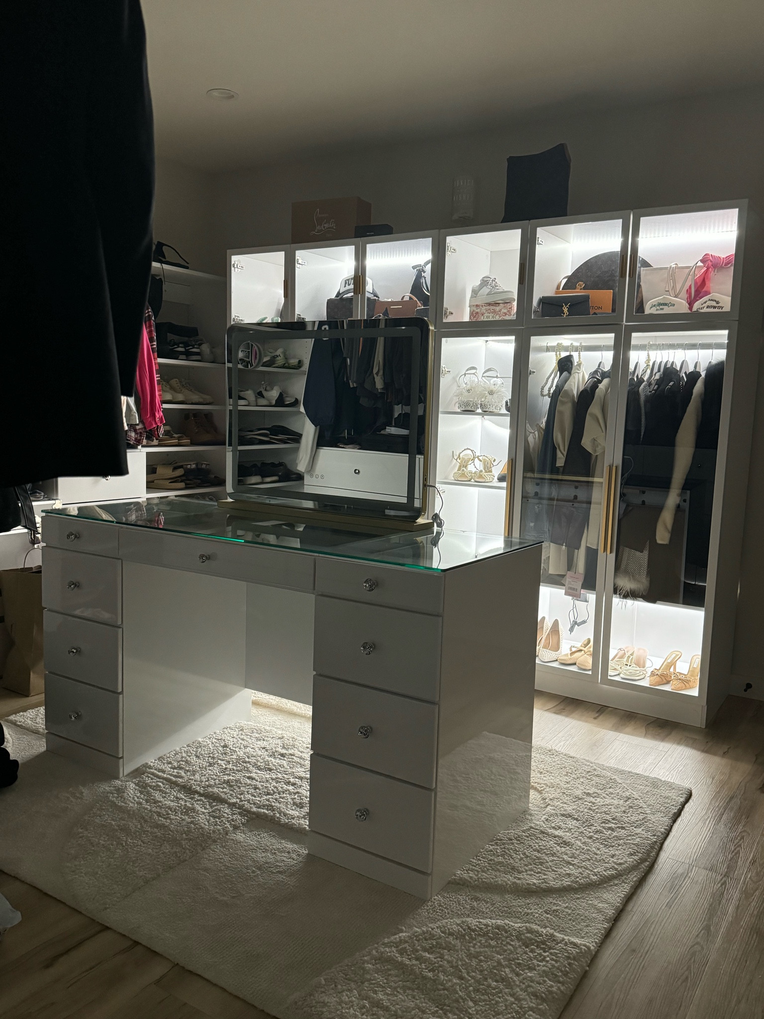 This getting ready station was the final touch to the closet ✨

Exact vanity is Diem Vanity W/ Mirror from Raymour & Flanigan - linking a much cheaper and similar one off Amazon! 

#LTKHome