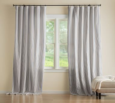 Antique Stripe Print Linen/Cotton Rod Pocket Curtain | Pottery Barn (US)